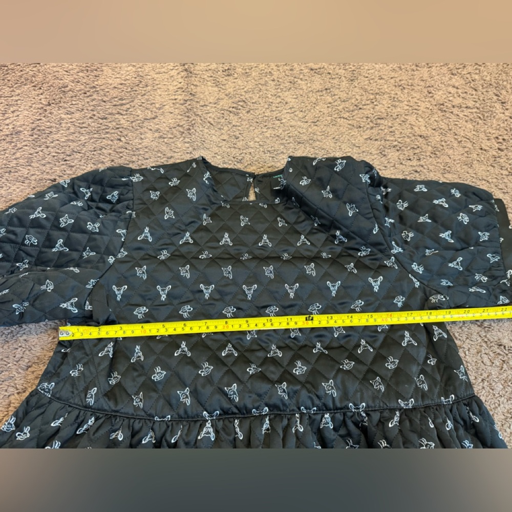 2 FOR $25Be Free Black Quilted Deer Print Dress Fit Flare Baby DollPuff Sleeve L - Picture 8 of 9